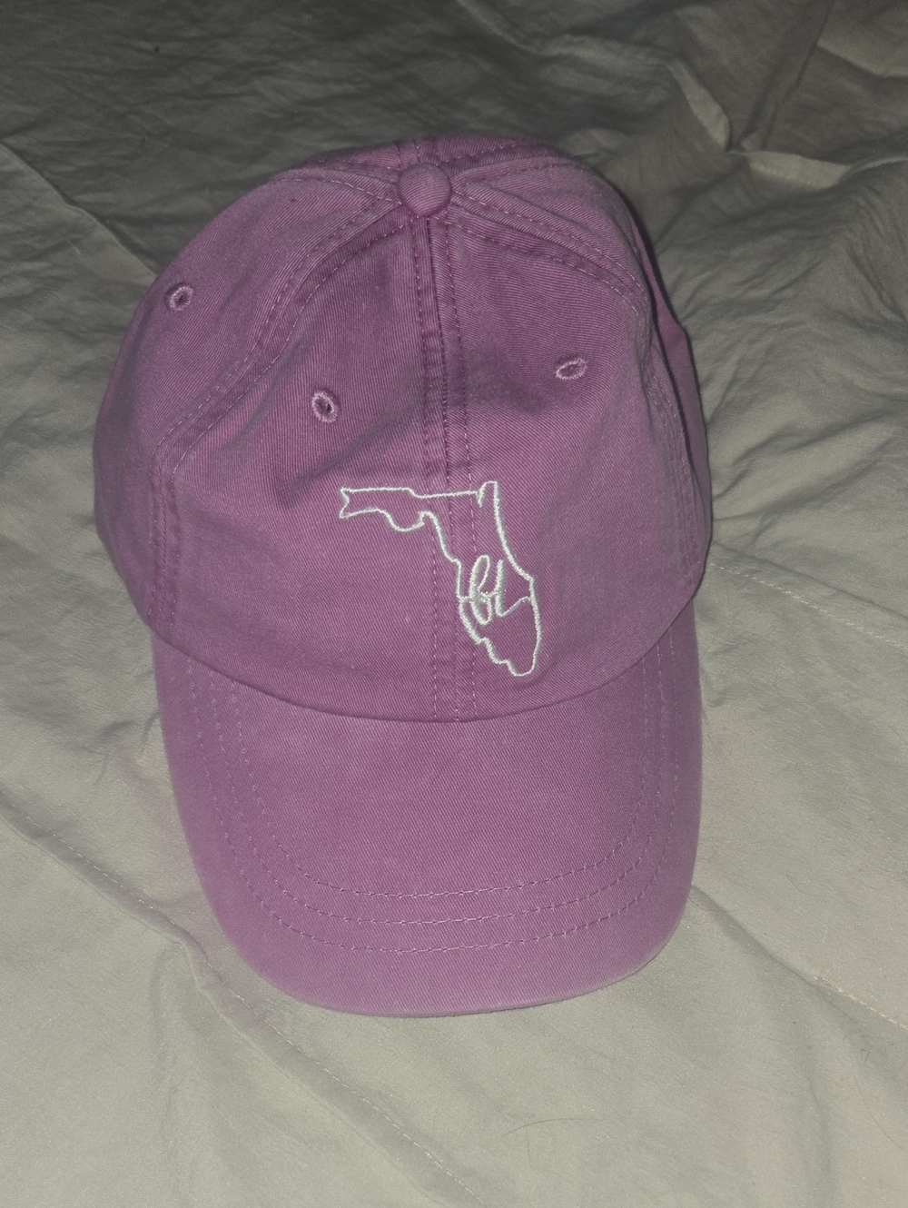 Embroidered Florida Outline Baseball Cap in Raspberry - Women Accessories